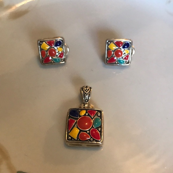 Vintage MX Mexico silver plated earrings pendant - Picture 3 of 6
